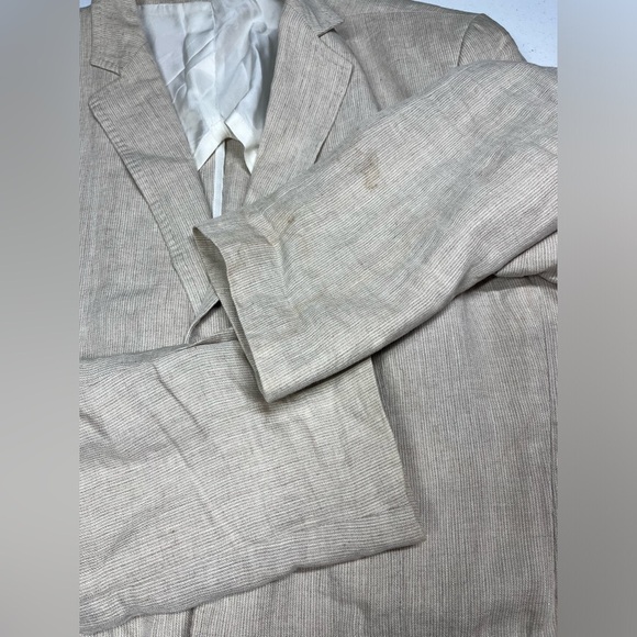 Zara Begie Men’s 100% Linen Button Front Suit Coat Blazer Jacket size 44 AS IS - Picture 5 of 8